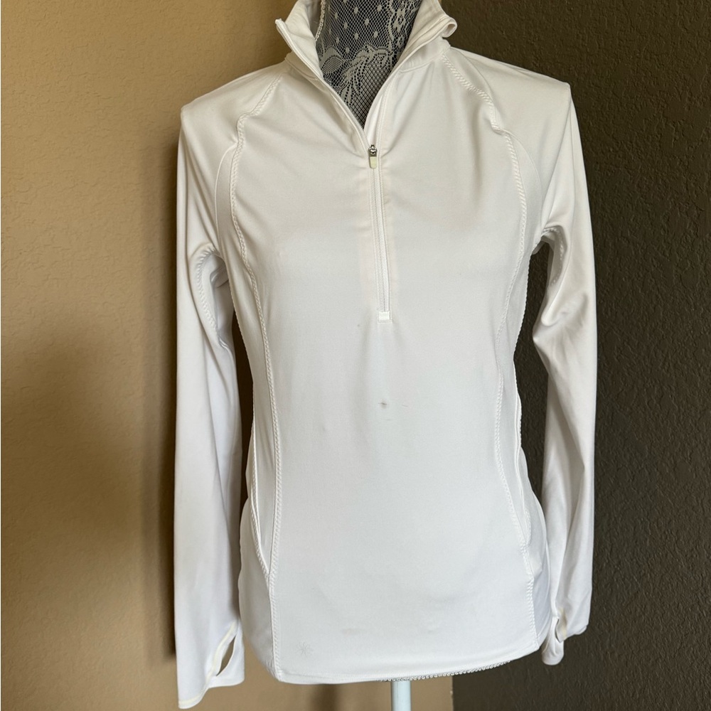Athleta White Quarter Zip Shirt